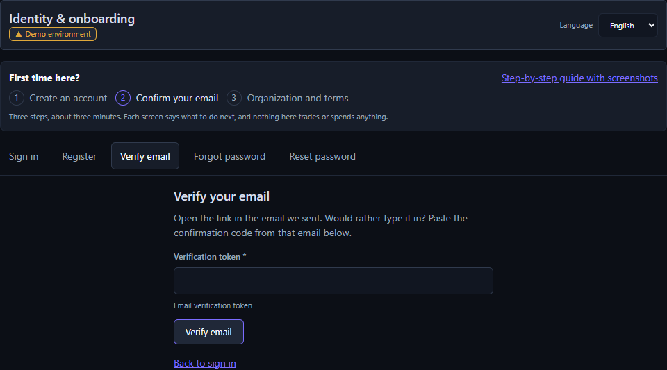 5. If the link would not open, use the code