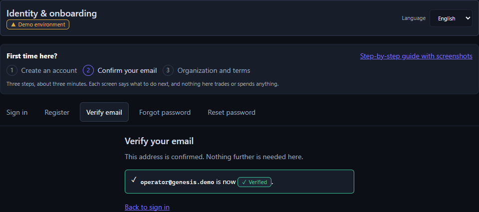 6. Address confirmed